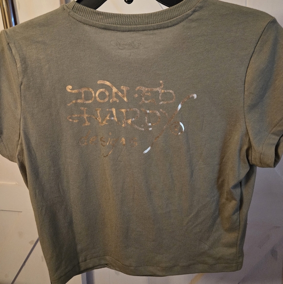 Ed HARDY Death Before Dishonor Crop T Shirt Size Large Women's - Picture 3 of 4